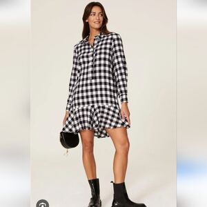 Slate And Willow Black White Buffalo Plaid Check Mini Dress Size S